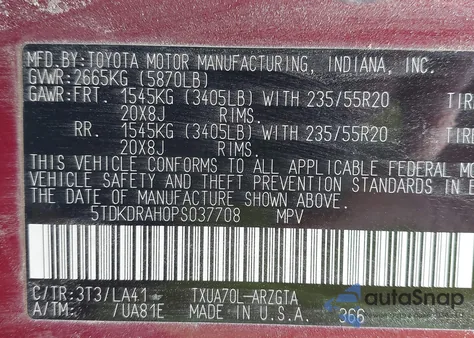 2023 Toyota Highlander Platinum from USA, damaged, VIN 5TDKDRAH0PS037708